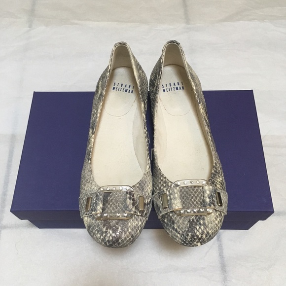 Stuart Weitzman Lucid Python-Embossed Flats - Picture 2 of 6